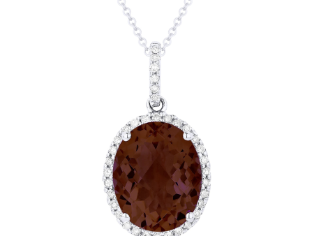 14k White Gold 3.56ct Garnet, 0.12Ct Diamond pendant Cheap