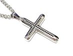 Men s Stainless Steel Cross Pendant Necklace With 24 Inch Curb Chain Black Cubic Zirconia Hot on Sale