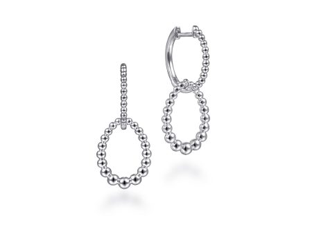 Gabriel Sterling Silver Beaded Huggie Drop Earrings For Sale