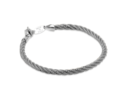 Sterling Silver Twist Black Rhodium Plated Bracelet 7 Inch Discount