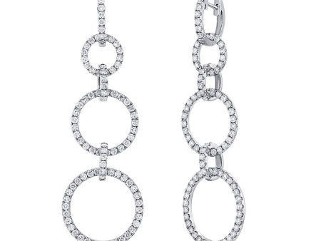 14k Gold 5.30Ct Diamond Six Interlocking Circle Earring, available in White, Rose and Yellow Gold Cheap