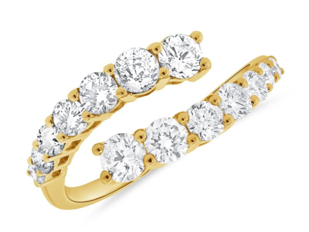 14k Gold 14 Round Graduated Diamonds Total Weight 1.25Cts By Pass Style  Ring, available in White, Rose and Yellow Gold Sale