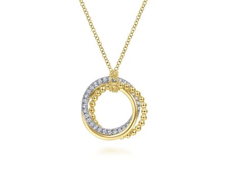 Gabriel 14K Yellow-White Gold Interlocking Circles Pendant Necklace with 0.26 ct Diamond Pavé Sale