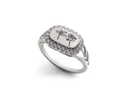 Personalized Birth Flower Bejeweled Ring For Cheap