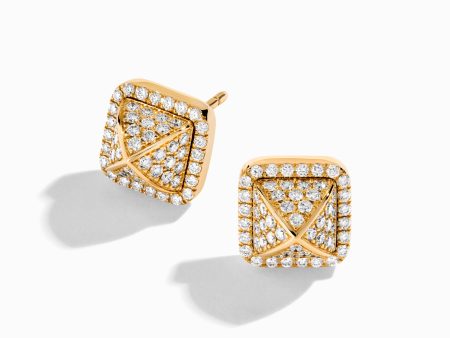 Cleo Full Diamond Pyramid Stud Earrings Sale