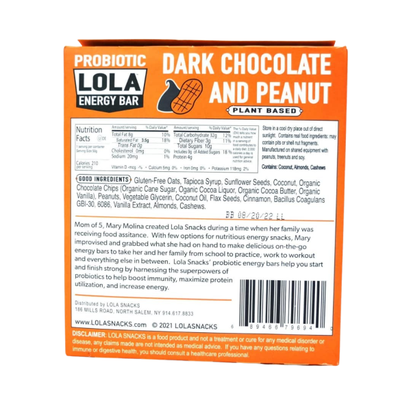 Dark Chocolate & Peanut Probiotic Bar (12 CT) Online Hot Sale