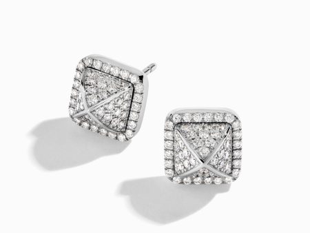 Cleo Full Diamond Pyramid Stud Earrings on Sale