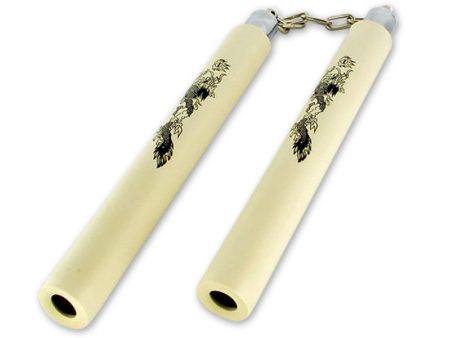 Harjoitusase - Nippon Sport -  Nunchaku  - Valkoinen - Vaahtomuovi kahvat ketjulla For Sale