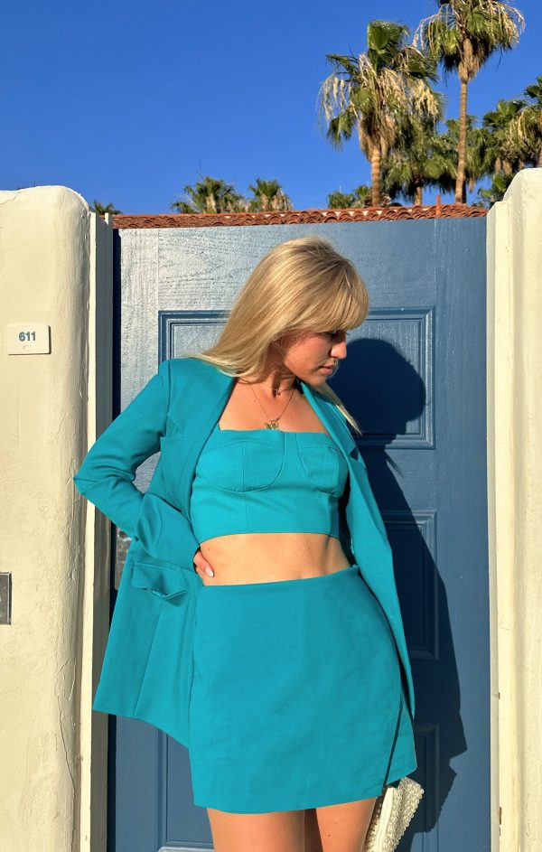 Spencer Skort ~ Teal Suiting For Cheap