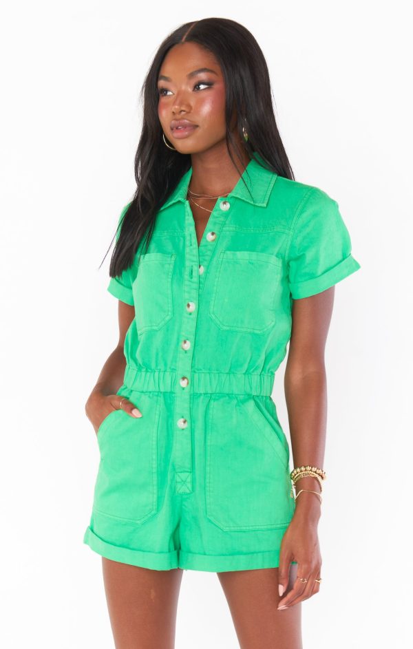 Cannon Romper ~ Green Denim Online