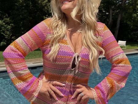 Vacay Mini Coverup ~ Melon Mixed Crochet Cheap