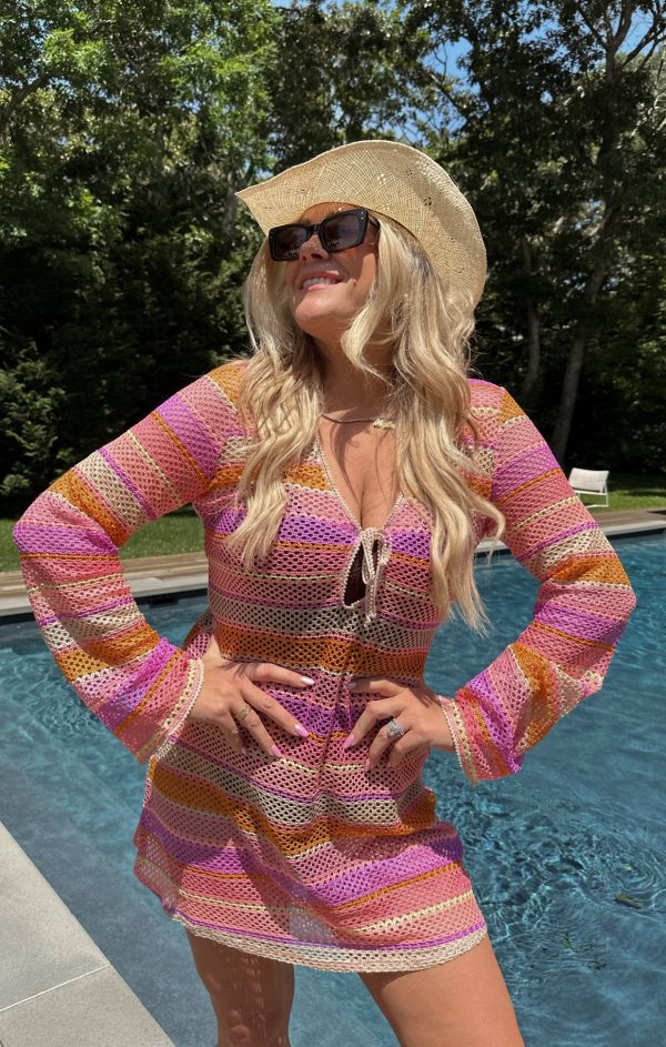 Vacay Mini Coverup ~ Melon Mixed Crochet Cheap