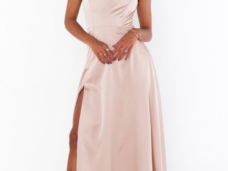 Clarissa Corset Dress ~ Rose Gold Luxe Satin Discount