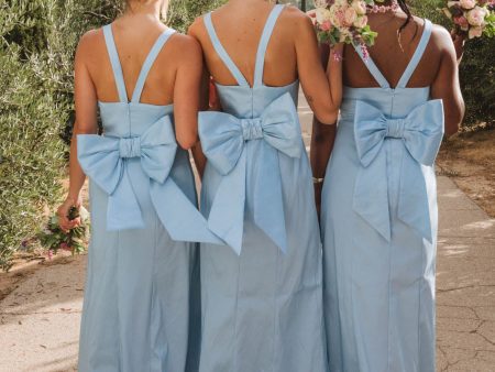 Charlotte Bow Dress ~ Light Blue Taffeta Discount