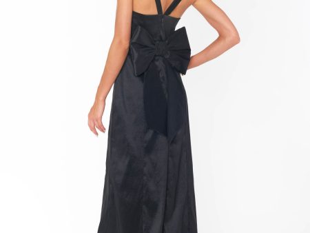 Charlotte Bow Dress ~ Black Taffeta For Cheap